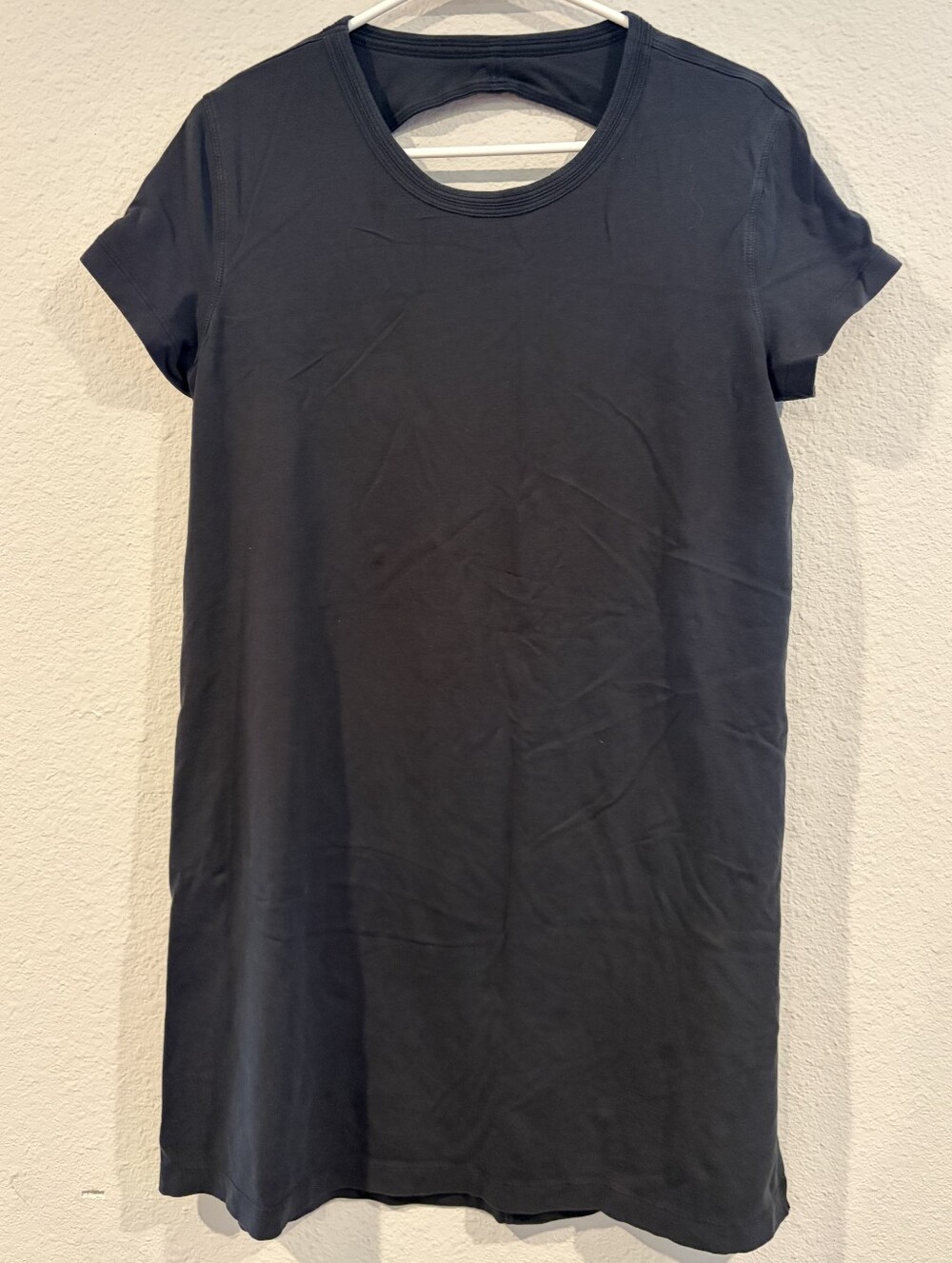Lululemon Womens Black Cotton Open Back Short Sleeve T Shirt Mini Dress Size 8